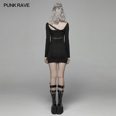 WQ-425 Punk PU Leather Loop Slimming Dress?-??Punk Rave Clothing