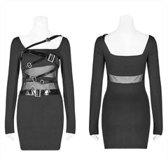 WQ-425 Punk PU Leather Loop Slimming Dress?-??Punk Rave Clothing