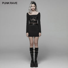 WQ-425 Punk PU Leather Loop Slimming Dress?-??Punk Rave Clothing