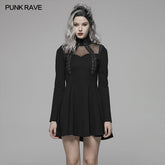 WQ-415 PUNK High Neck Long Sleeve Dress For Women?-??Punk Rave Clothing