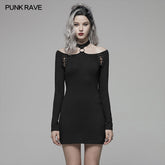 WQ-405 Punk Over Hip Halter Neck Long Sleeve Dress For Women?-??Punk Rave Clothing