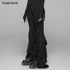WK-379 Gothic Big Pendulum Trousers Flared Stitched Lace Pants?-??Punk Rave Clothing