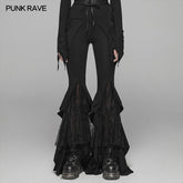 WK-379 Gothic Big Pendulum Trousers Flared Stitched Lace Pants?-??Punk Rave Clothing