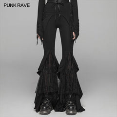 WK-379 Gothic Big Pendulum Trousers Flared Stitched Lace Pants?-??Punk Rave Clothing