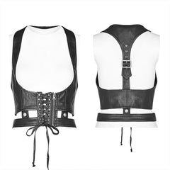 WS-305 Punk Accessories Leather PU Vest?-??Punk Rave Clothing