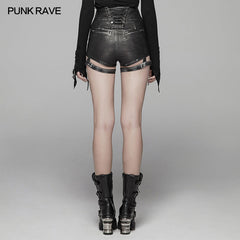 WK-380 Handsome Punk PU Leather Shorts Pant?-??Punk Rave Clothing