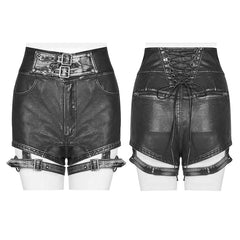 WK-380 Handsome Punk PU Leather Shorts Pant?-??Punk Rave Clothing