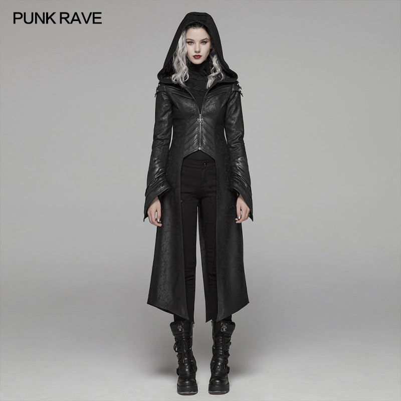 WY-1039 Punk Long Sleeve Hooded Long Jacket?-??Punk Rave Clothing