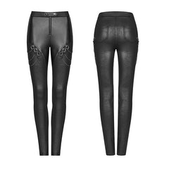 WK-375 PUNK Women PU Leather Leggings Crack Velvet Tight Pants With Detachable Metal Chain?-??Punk Rave Clothing