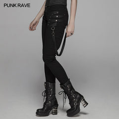 WK-371 Punk Jean Long Pant With Removable Belt?-??Punk Rave Clothing