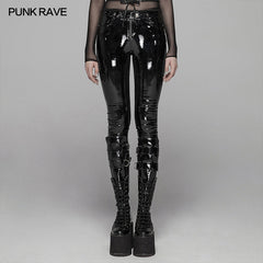 WK-378 PUNK Winter Patent Velvet Leather Pants?-??Punk Rave Clothing