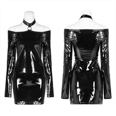 WQ-423 Punk Bright PU Over Hip Dress?-??Punk Rave Clothing