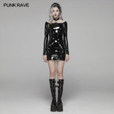 WQ-423 Punk Bright PU Over Hip Dress?-??Punk Rave Clothing