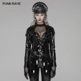 WY-1043 Punk V-neck Slimming Brian PU Shirt For Women?-??Punk Rave Clothing