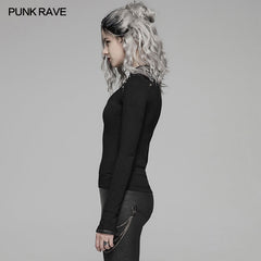 WT-567 Steampunk Hollow-out Collar T-shirt With Flared Slit Sleeve?-??Punk Rave Clothing
