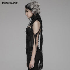 WS-308 Gothic Tattered Scarf?-??Punk Rave Clothing