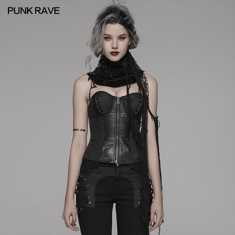 WS-308 Gothic Tattered Scarf?-??Punk Rave Clothing