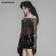 WS-310 PUNK Women PU Leather Corset With Metal Adjustment Buckle?-??Punk Rave Clothing