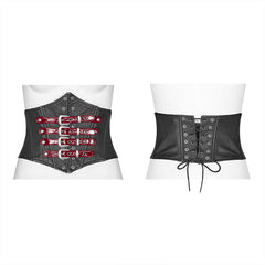 WS-310 PUNK Women PU Leather Corset With Metal Adjustment Buckle?-??Punk Rave Clothing