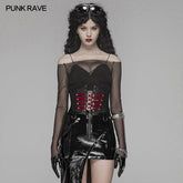 WS-310 PUNK Women PU Leather Corset With Metal Adjustment Buckle?-??Punk Rave Clothing