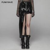WQ-404 Punk Women Bright PU Asymmetric Skirt?-??Punk Rave Clothing