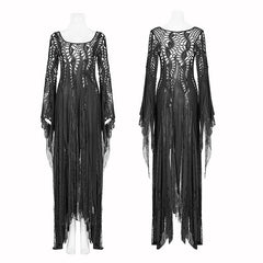 WM-049 Gothic Elegant Asymmetric Lace Long Dress?-??Punk Rave Clothing