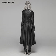 WY-1065 Dark Punk Slit Long Coat With Metal Double-head Zipper?-??Punk Rave Clothing