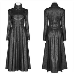 WY-1065 Dark Punk Slit Long Coat With Metal Double-head Zipper?-??Punk Rave Clothing