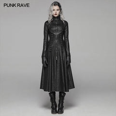 WY-1065 Dark Punk Slit Long Coat With Metal Double-head Zipper?-??Punk Rave Clothing