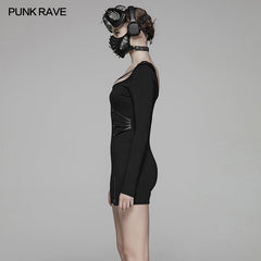 WQ-416 Sexy Punk Big Round Collar Skinny Elastic Knitted Short Dress?-??Punk Rave Clothing