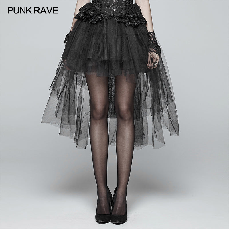 WLQ-090 Gothic Basic Bustle High-low Tulle Skirt?-??Punk Rave Clothing