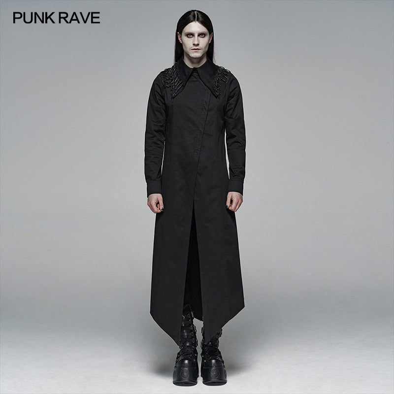 WY-1104 Dark Punk Micro-elastic Twill Long Shirt?-??Punk Rave Clothing