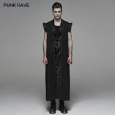 WY-1099 Men Vintage Long Waistcoat Dark Loose Vest?-??Punk Rave Clothing