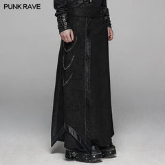 WQ-437 Gothic Floral Suede & Joint Leather Long Overskirt?-??Punk Rave Clothing