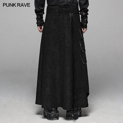 WQ-437 Gothic Floral Suede & Joint Leather Long Overskirt?-??Punk Rave Clothing