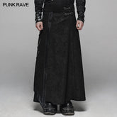 WQ-437 Gothic Floral Suede & Joint Leather Long Overskirt?-??Punk Rave Clothing