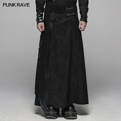 WQ-437 Gothic Floral Suede & Joint Leather Long Overskirt?-??Punk Rave Clothing