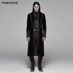 WY-1069 Gothic Men Velvet Medium Length Jacket?-??Punk Rave Clothing