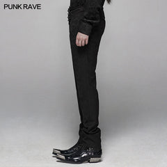 WK-385 Gothic Floral Metal Swallow black Suit Trousers?-??Punk Rave Clothing
