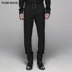 WK-385 Gothic Floral Metal Swallow black Suit Trousers?-??Punk Rave Clothing