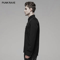 WY-1110CCM PUNK Light Metal Zipper Shirt?-??Punk Rave Clothing