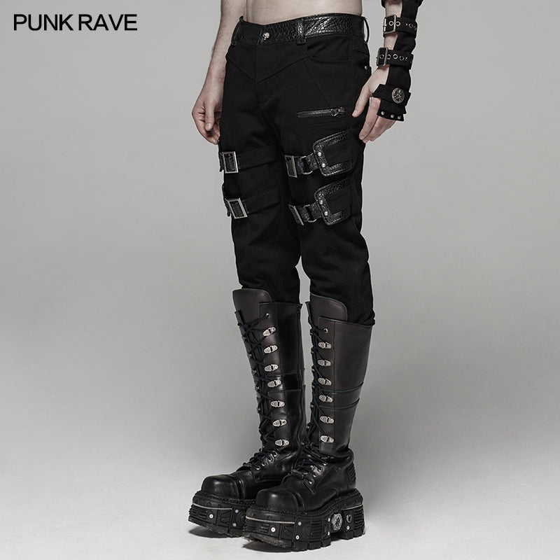 WK-384XCM Punk Handsome Stretch Trousers?-??Punk Rave Clothing