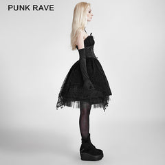 Q-163 Brooch black Elegant Lace Up Corset Party Gothic Dresses?-??Punk Rave Clothing