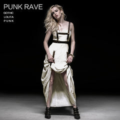 Q-219 Steampunk white Jet Printing Strap Punk Dress?-??Punk Rave Clothing