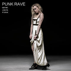 Q-219 Steampunk white Jet Printing Strap Punk Dress?-??Punk Rave Clothing
