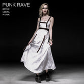 Q-219 Steampunk white Jet Printing Strap Punk Dress?-??Punk Rave Clothing