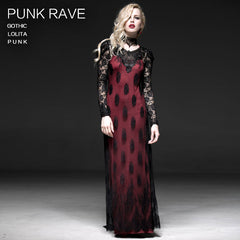 Q-223 black Sexy Lace Two-piece Long Evening Gothic Dresses?-??Punk Rave Clothing
