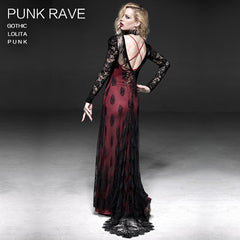 Q-223 black Sexy Lace Two-piece Long Evening Gothic Dresses?-??Punk Rave Clothing
