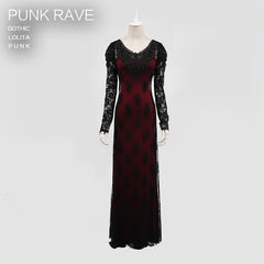 Q-223 black Sexy Lace Two-piece Long Evening Gothic Dresses?-??Punk Rave Clothing