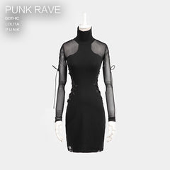 Q-230 Fashionable black Sexy Translucent Slim Mini Gothic Dresses?-??Punk Rave Clothing